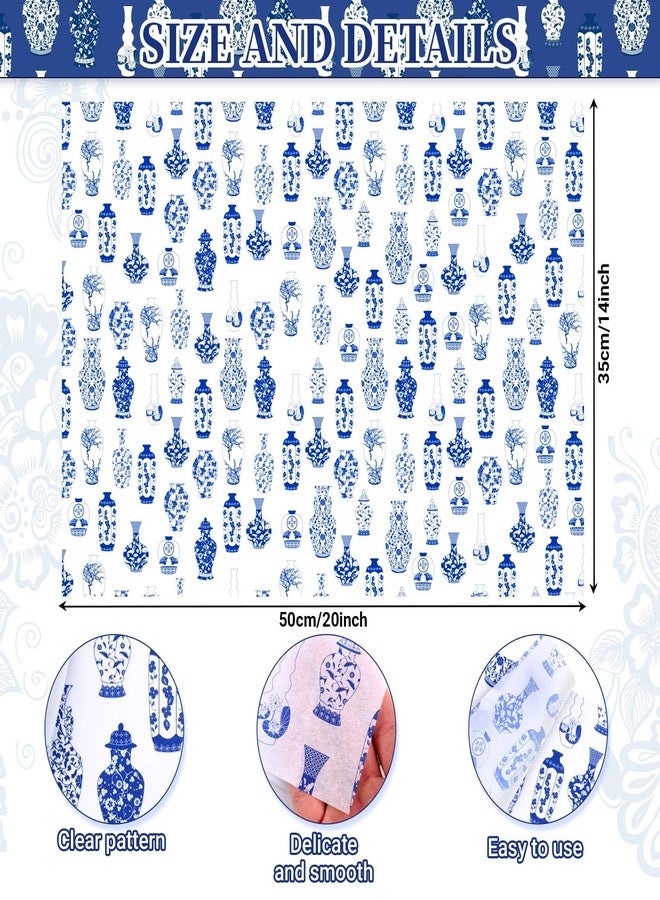 Bolsome 100 Sheets 20 * 14 Inches Chinoiserie Tissue Paper for Gift Wrapping Blue White Porcelain Patterned Tissue Paper for Gift Bags for Wedding Bridal Shower Xmas DIY Craft - Image 2
